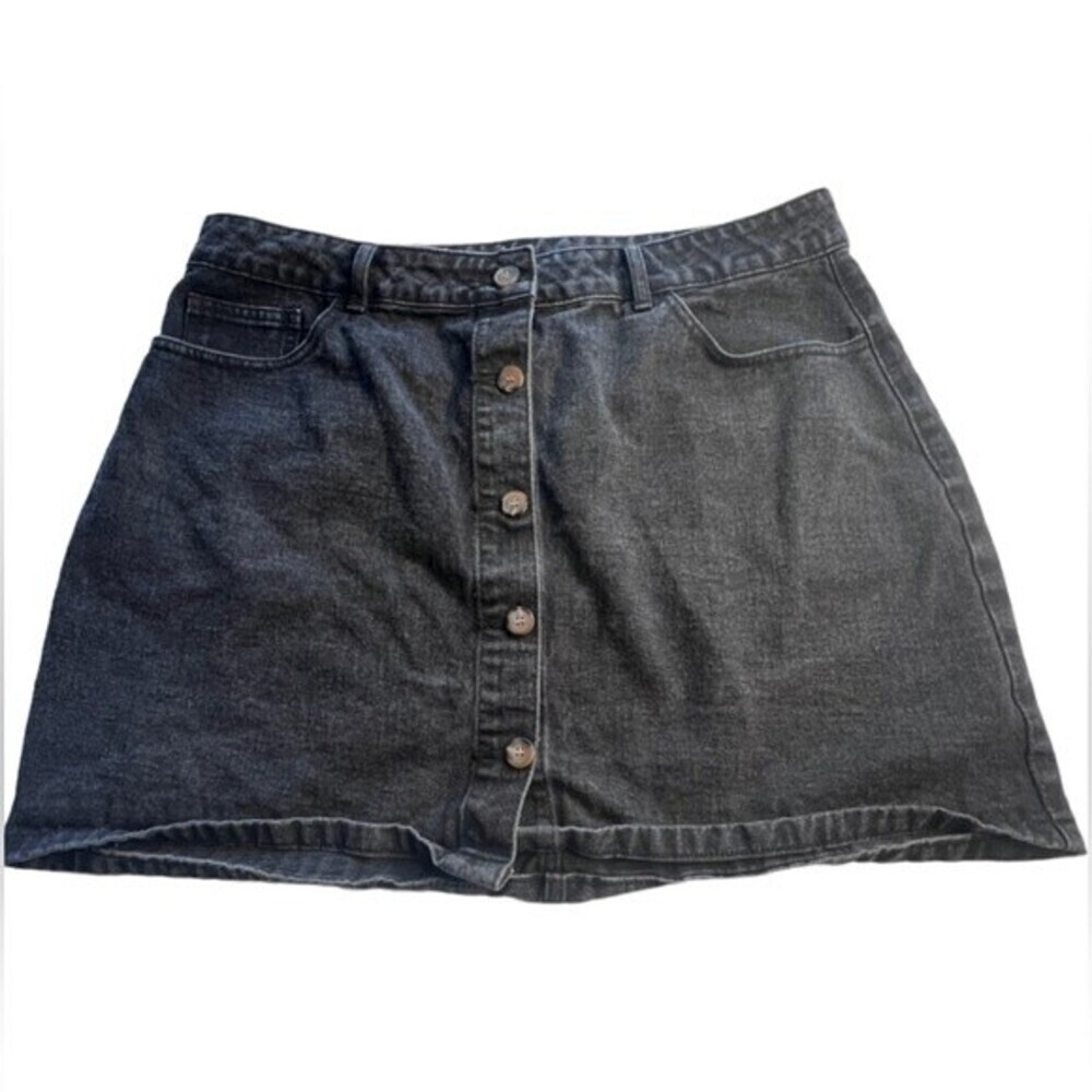Women's Denim Button Up Black Skirt Size 2xl Plus Size